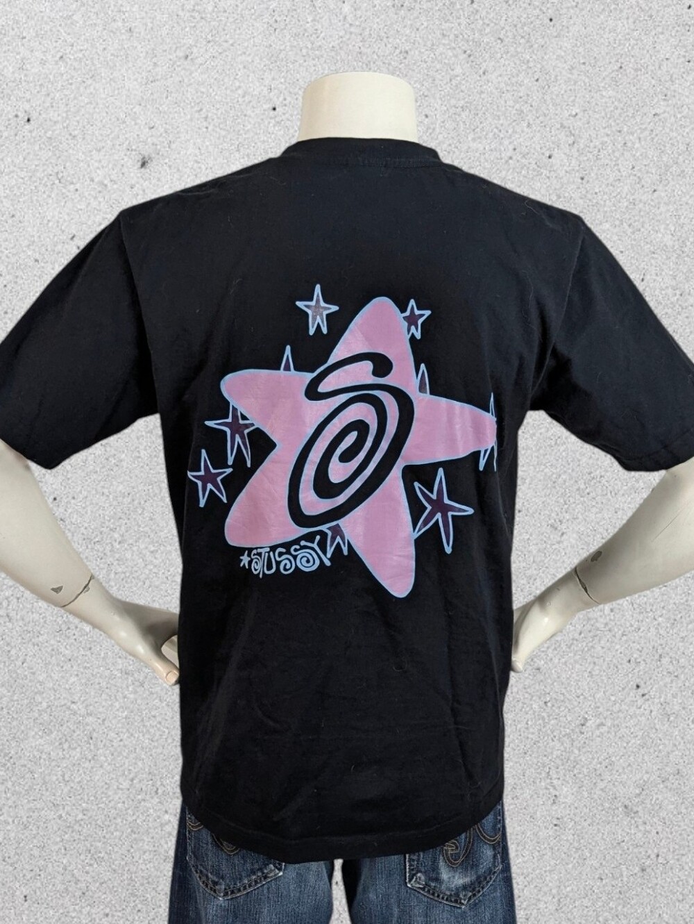 Stussy T Shirt Black Galaxy Size Large Stars